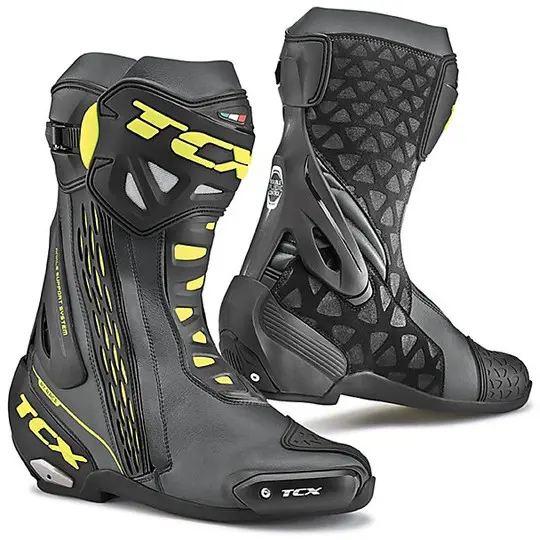 Stivali Moto Racing TCX RT-Race Nero Giallo Fluo Yamaha - TECNOMOTO